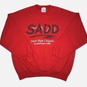 Vintage SADD Sweatshirt Mens XL Jerzees Made USA 1995 Crewneck Pullover 90s